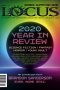 Cover of February 2021 issue of Locus, black orb with neon colors coming from behind and appearing around it.