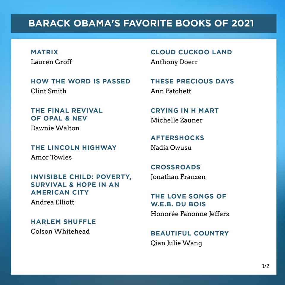 Obama’s Top Books of 2021 Locus Online