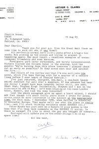 “I’d Like to Shoot the Guy Who Thought of Comsats” 1983 Letter from Arthur C. Clarke