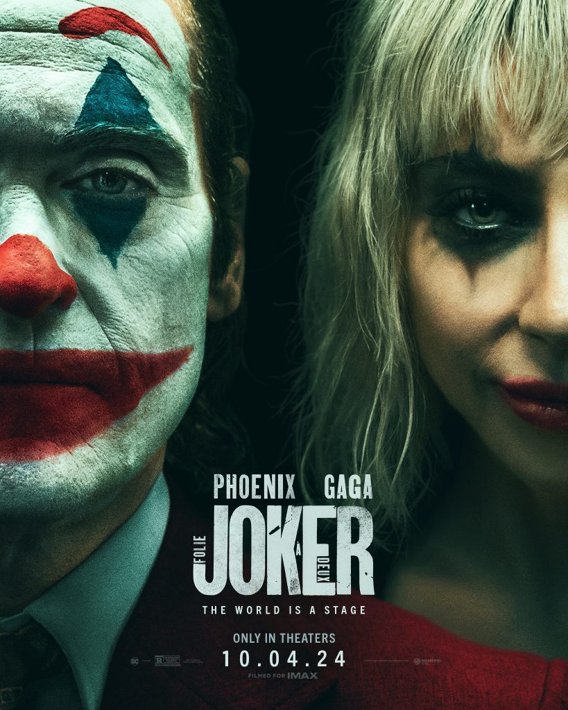 Movie Poster for Joke Folie a Deux with Joker and Harley Quinn's faces