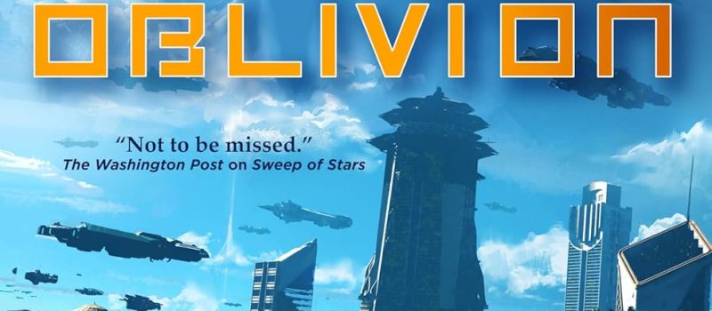 Cover of Breath of Oblivion. A futuristic city with gleaming towers