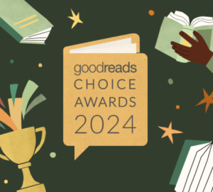 Goodreads logo with stars and a trophy