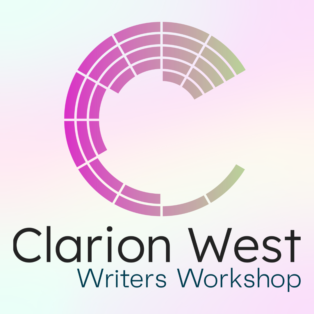 Clarion West logo, a large purple C