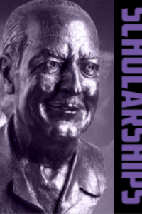 Image that reads "Heinlein Scholarships," with a bust of Robert A. Heinlein